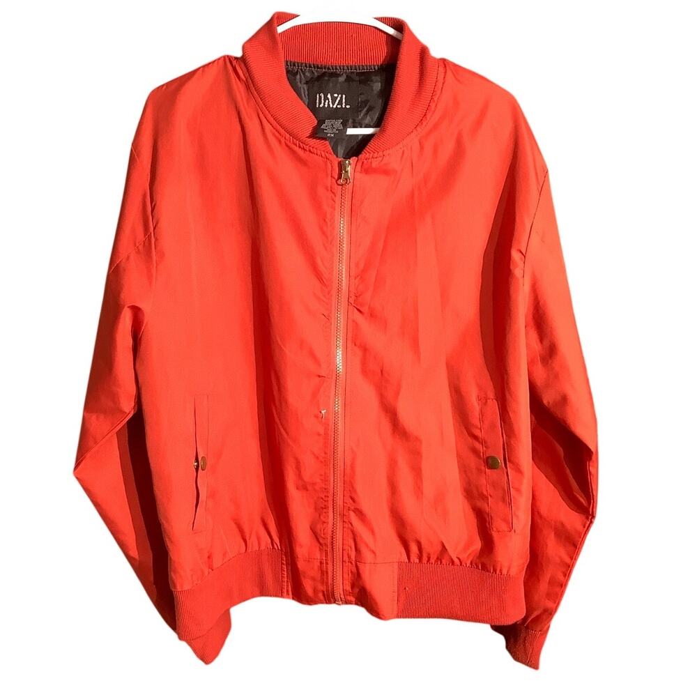 Dazi Orange Full-Zip Bomber Jacket Women’s 2X — Y2K, Streetwear, Casual